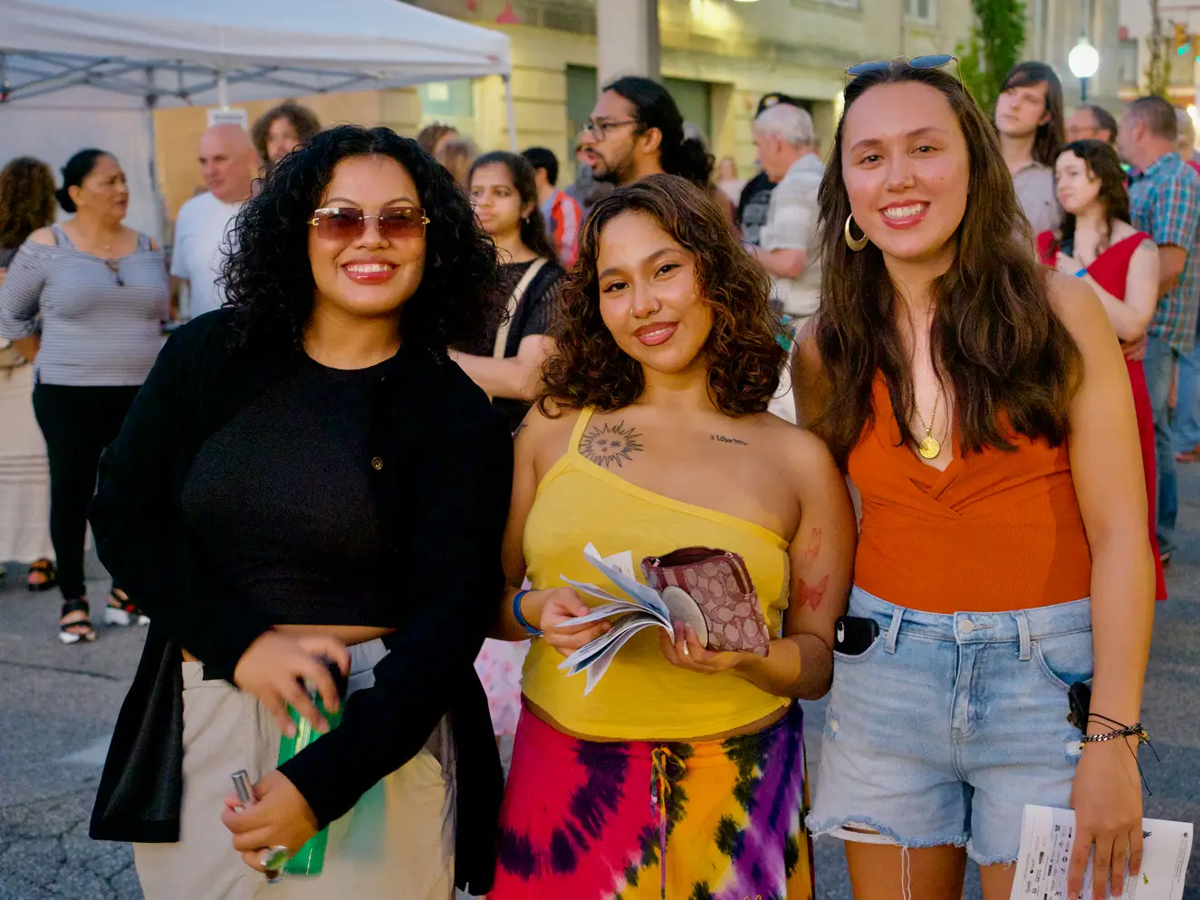 Three happy women at the festival